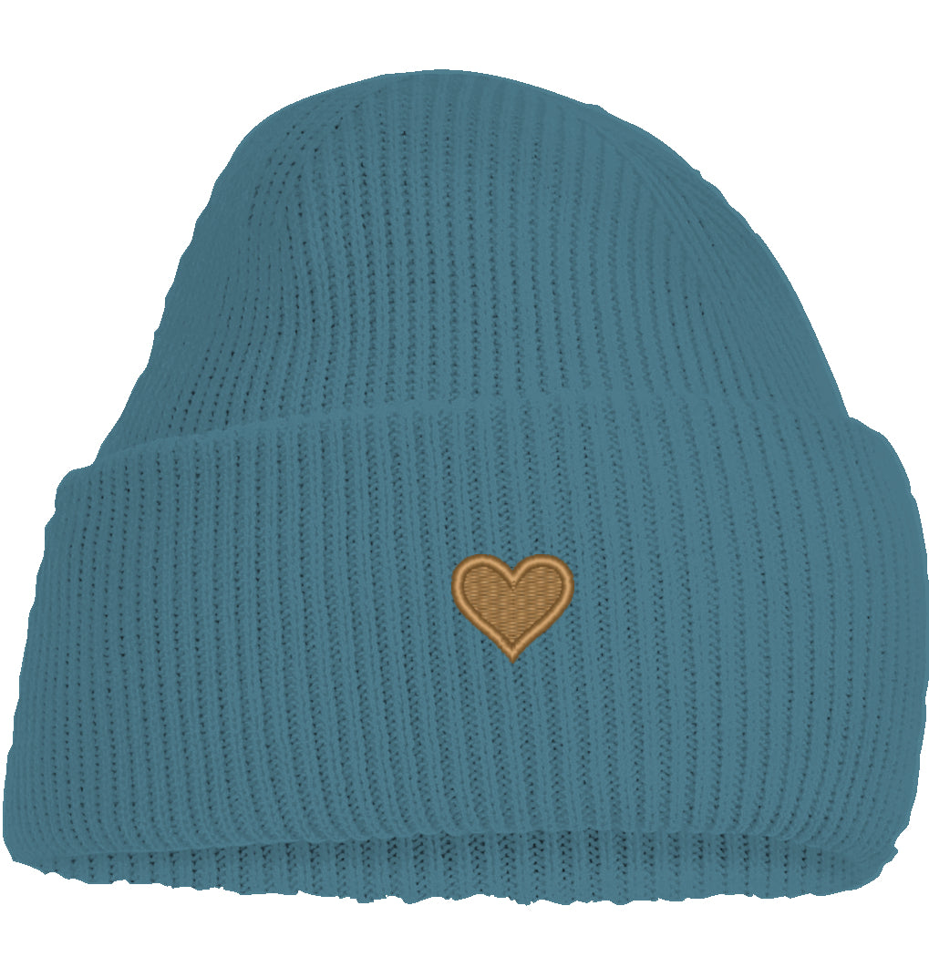 Herz aus Gold - Deep Cuffed Beanie