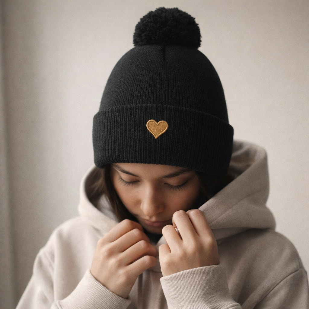 Herz aus Gold - Bommelmütze