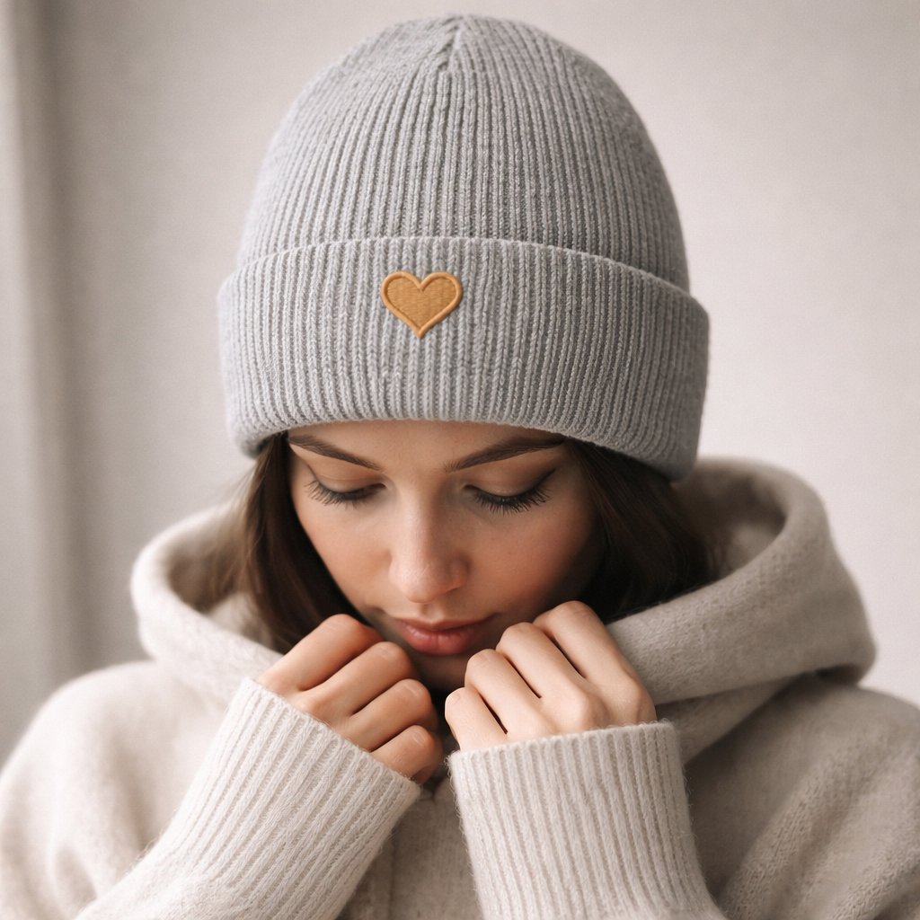 Herz aus Gold - Fisherman-Beanie