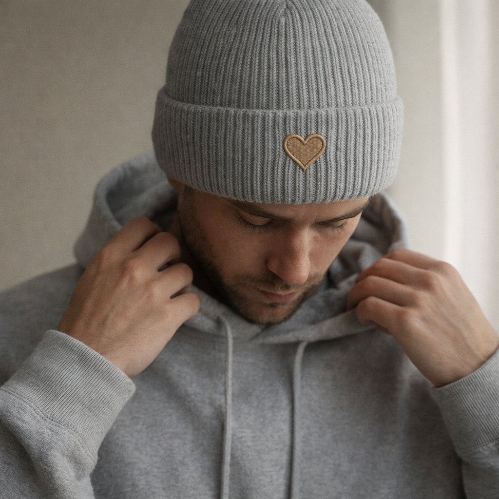 Herz aus Gold - Fisherman-Beanie