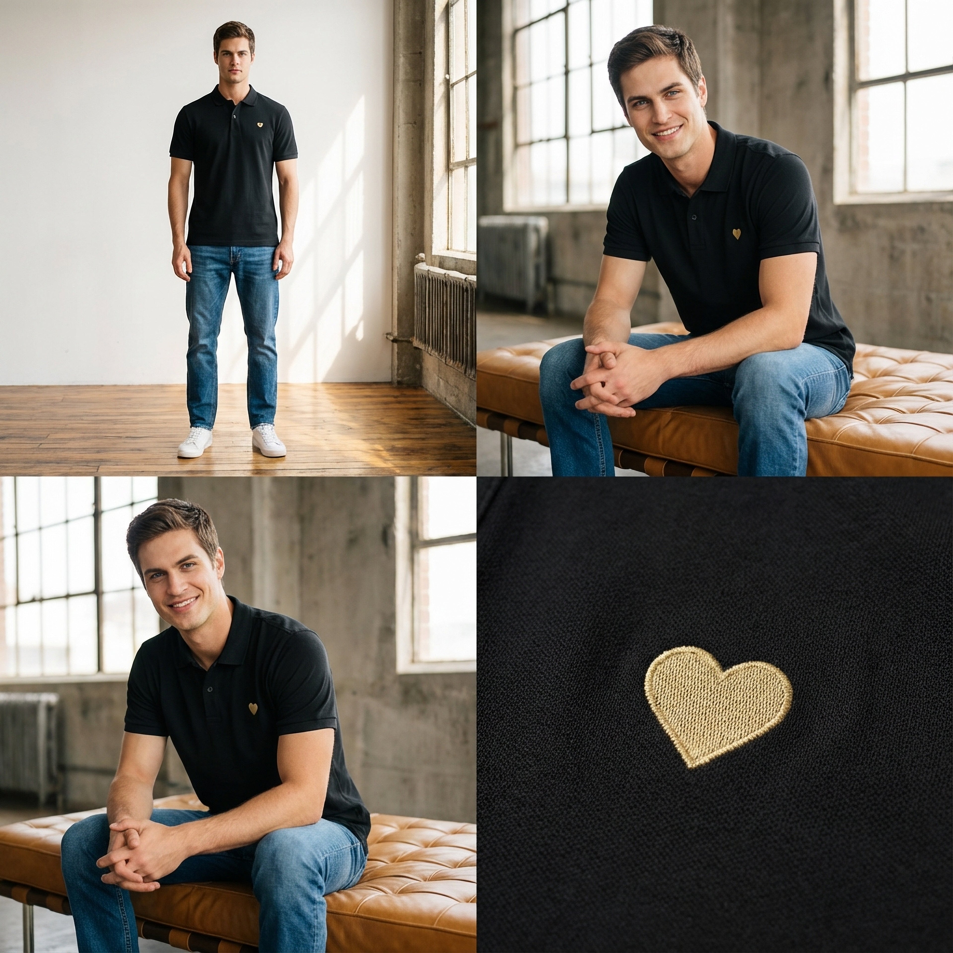 Fitted Poloshirt - Herz aus Gold