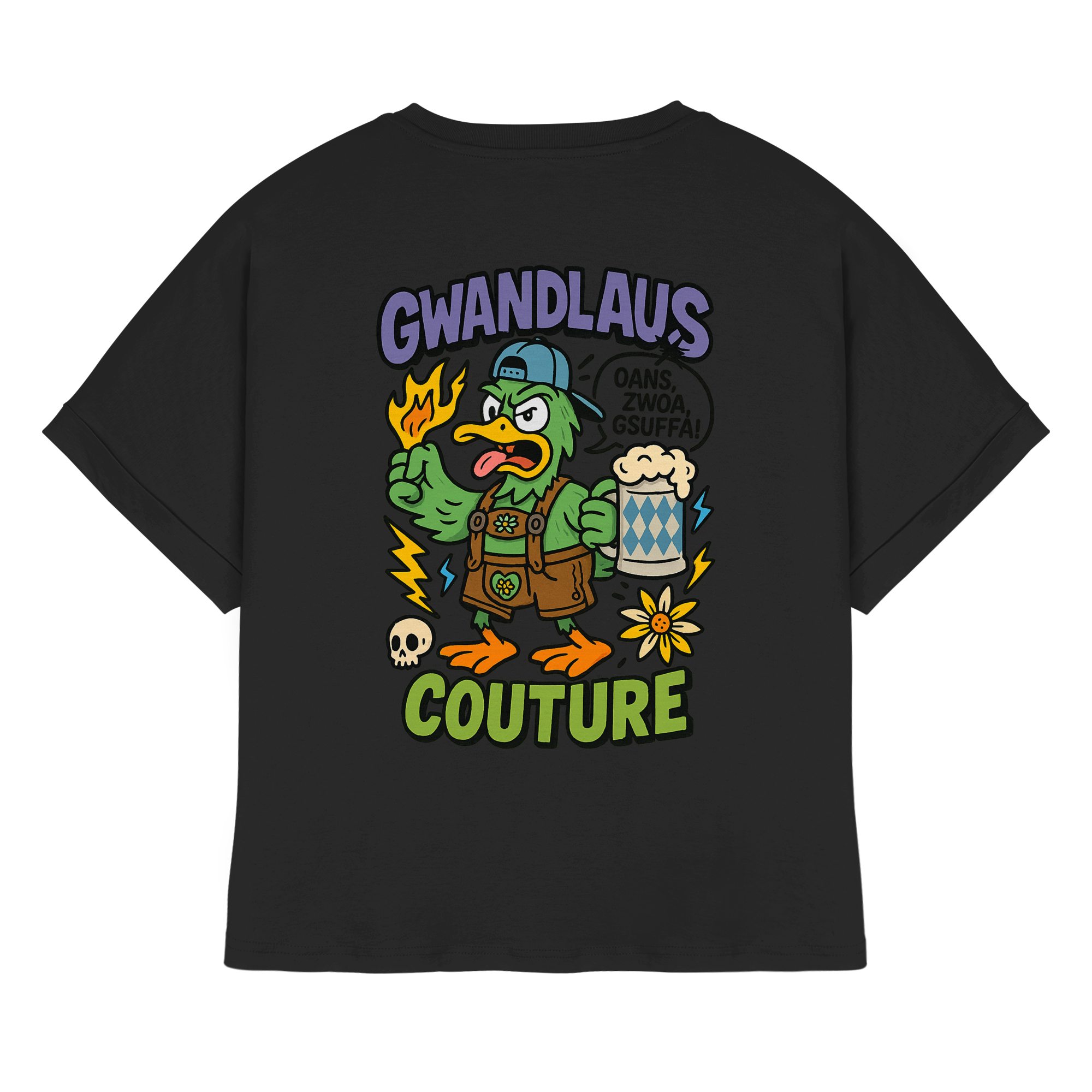 Ente süßsauer - Womens Organic Rolled Sleeves T-Shirt