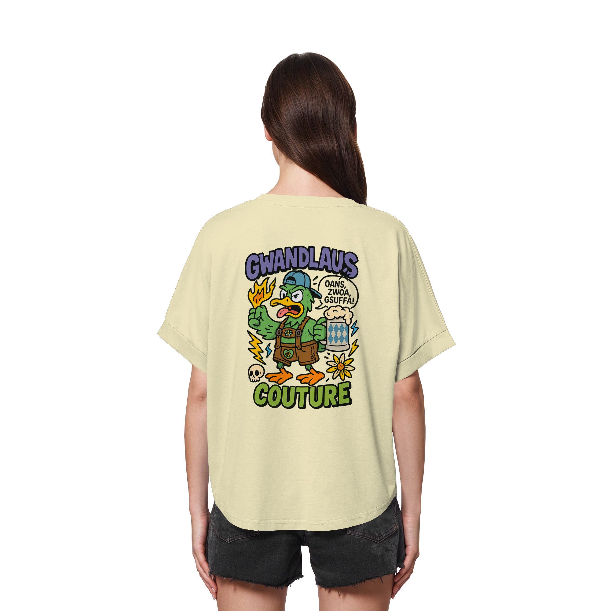 Ente süßsauer - Womens Organic Rolled Sleeves T-Shirt