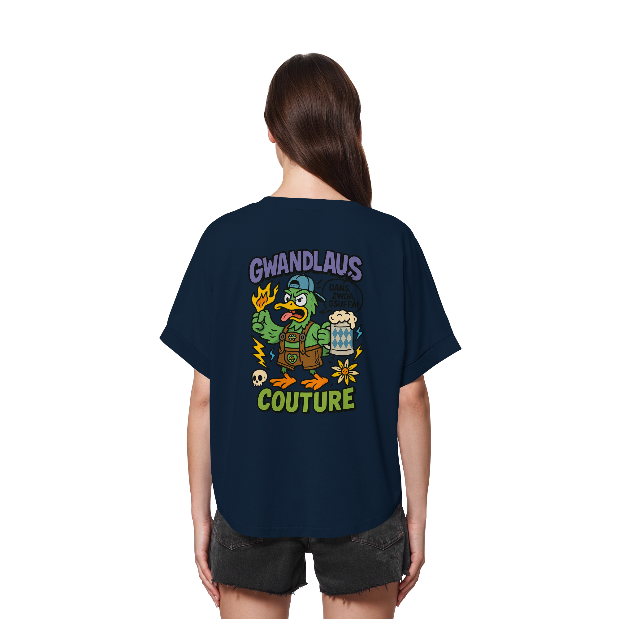 Ente süßsauer - Womens Organic Rolled Sleeves T-Shirt