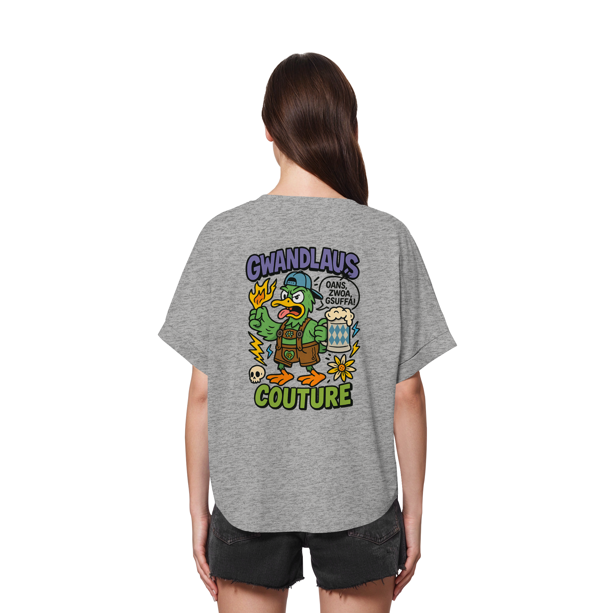 Ente süßsauer - Womens Organic Rolled Sleeves T-Shirt