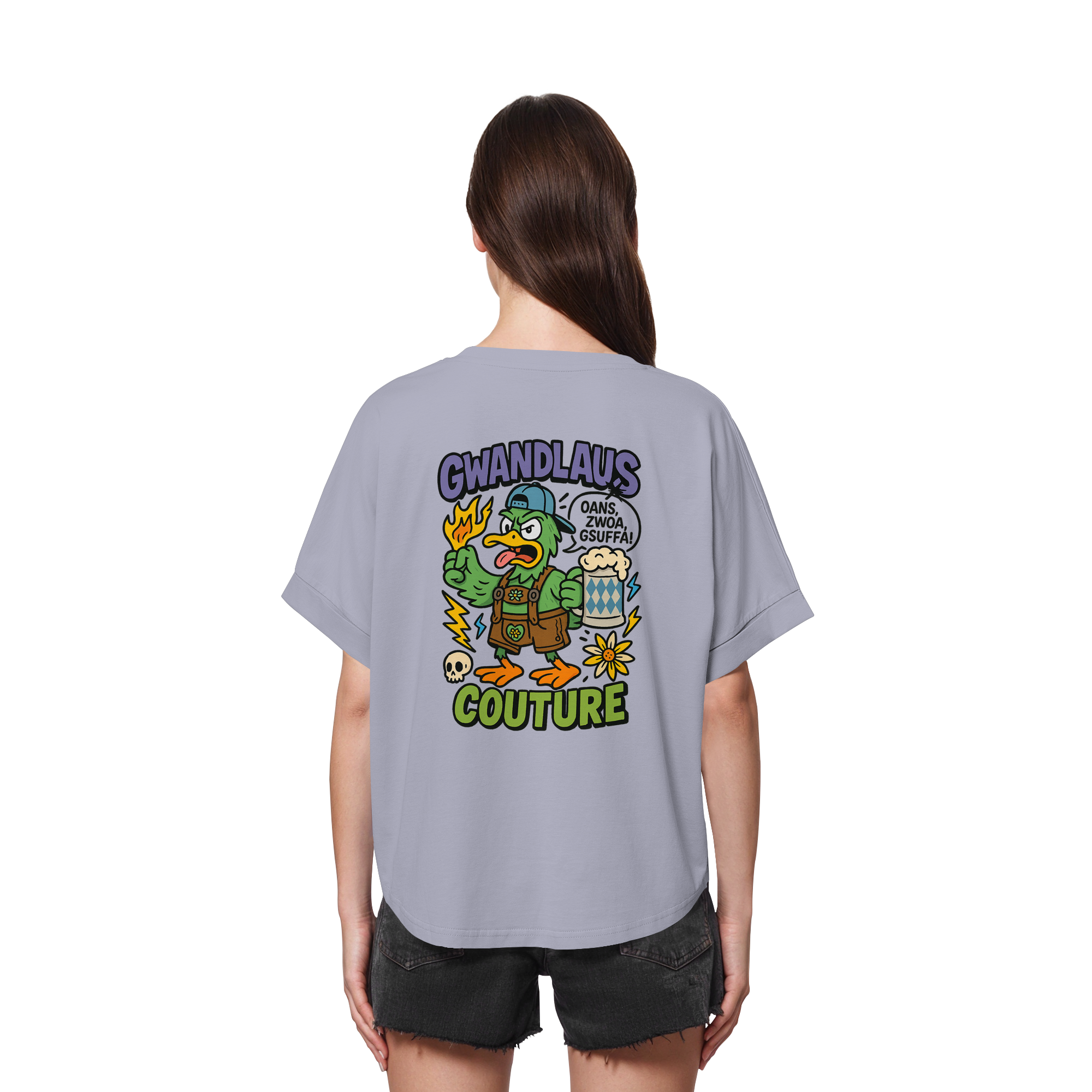 Ente süßsauer - Womens Organic Rolled Sleeves T-Shirt