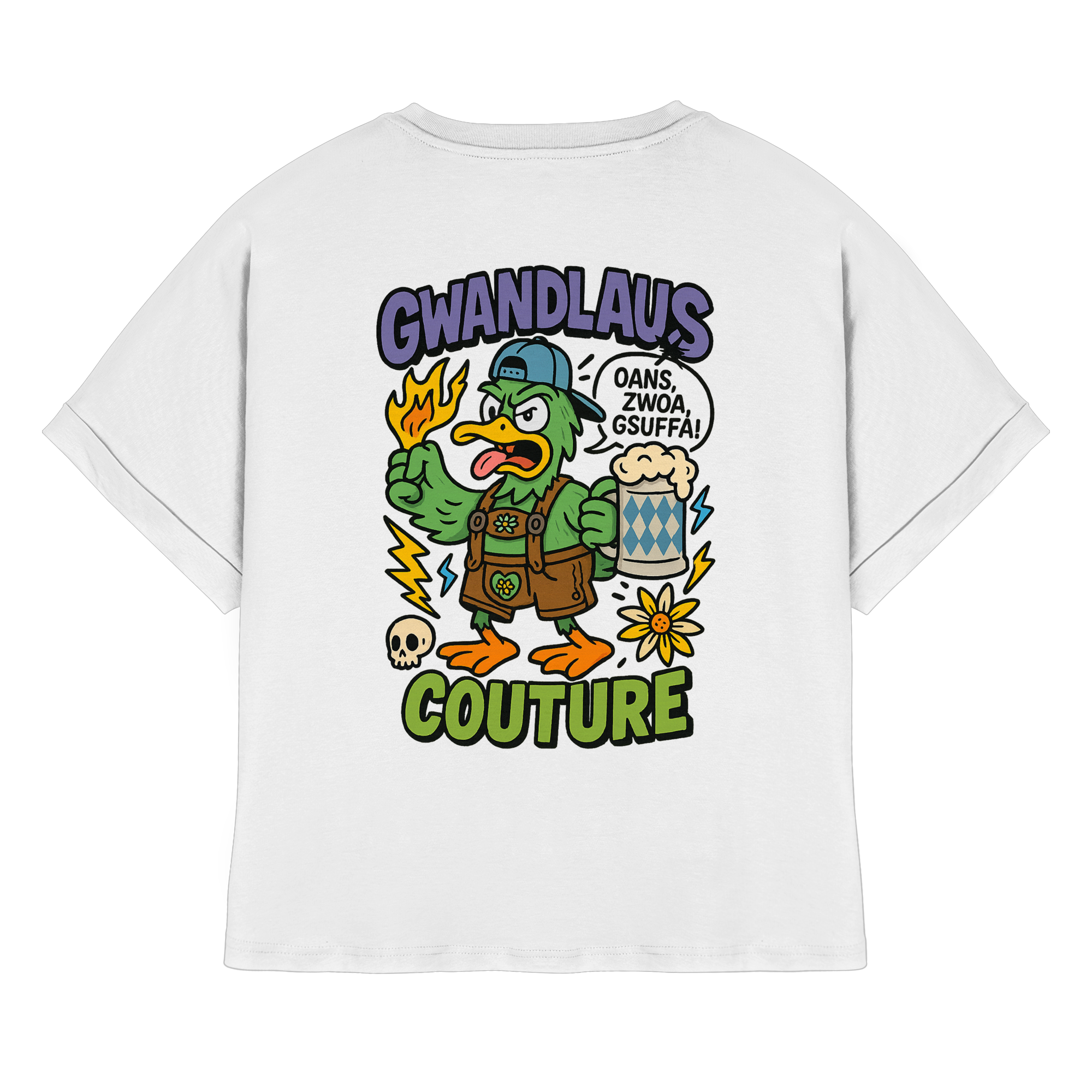 Ente süßsauer - Womens Organic Rolled Sleeves T-Shirt