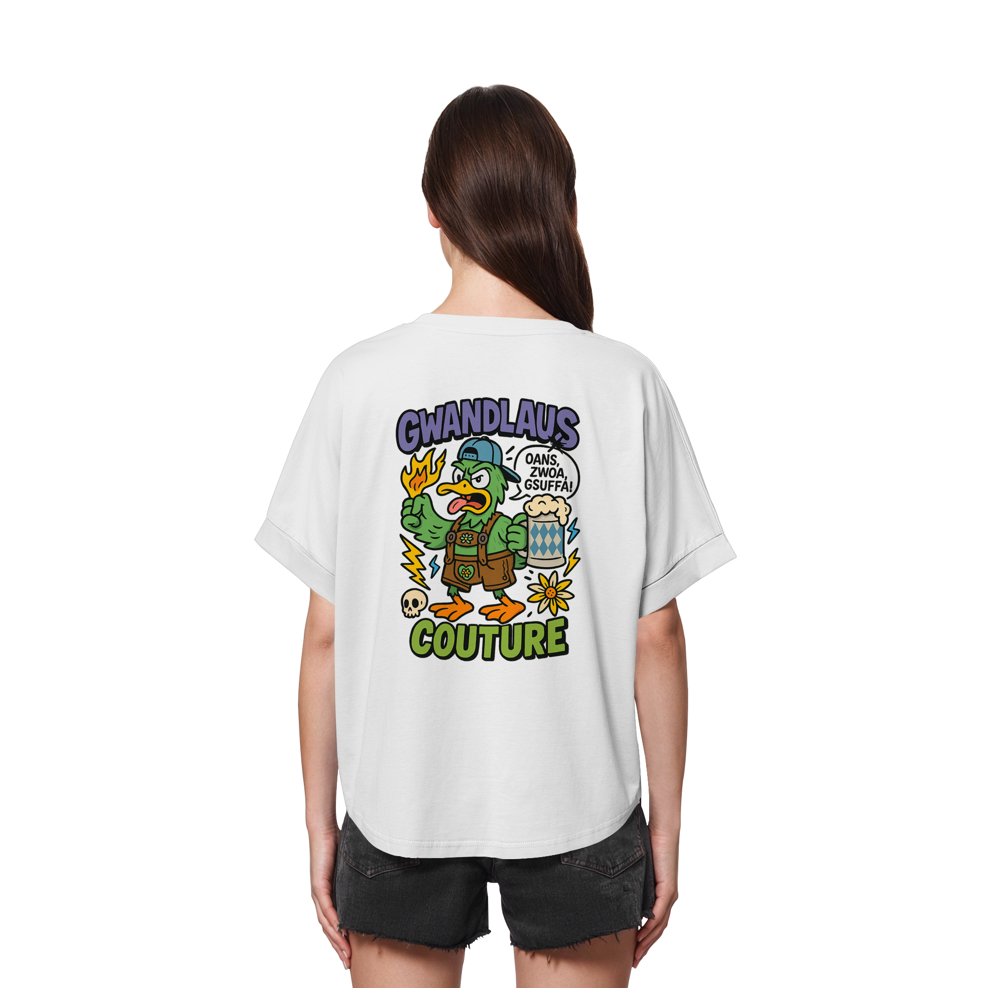 Ente süßsauer - Womens Organic Rolled Sleeves T-Shirt