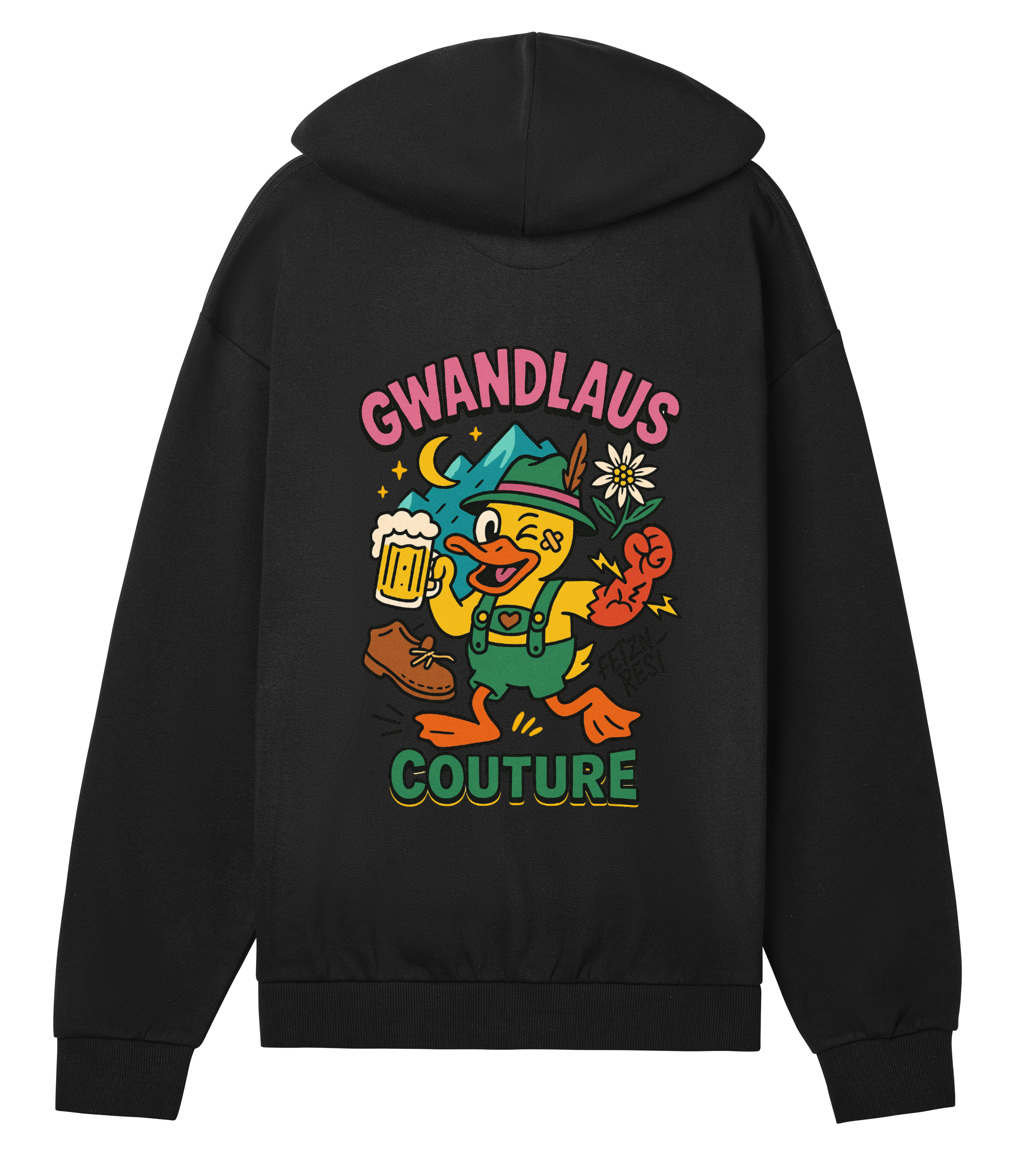 Mens Regular Zip Hoodie Crazy Duck