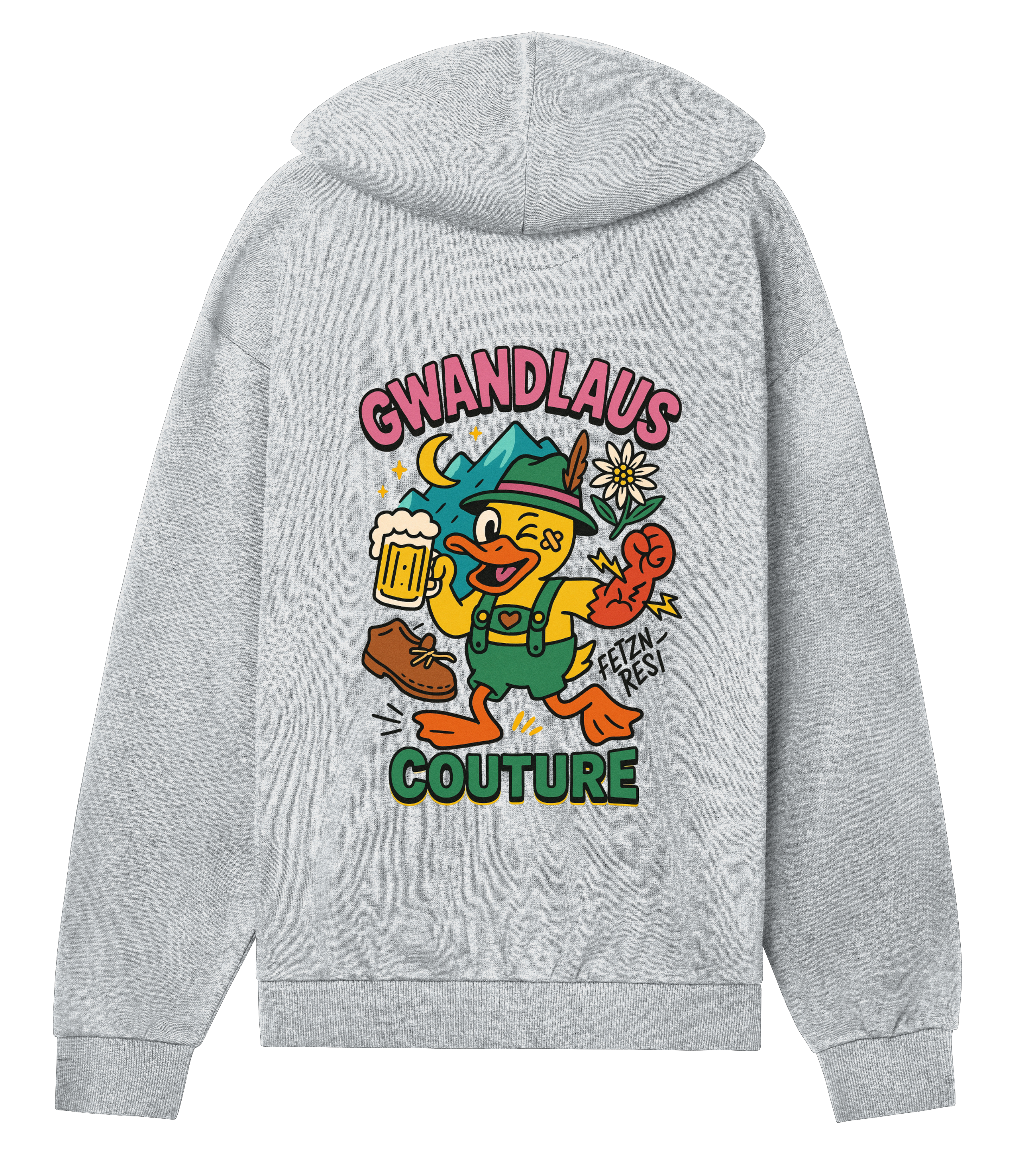 Mens Regular Zip Hoodie Crazy Duck